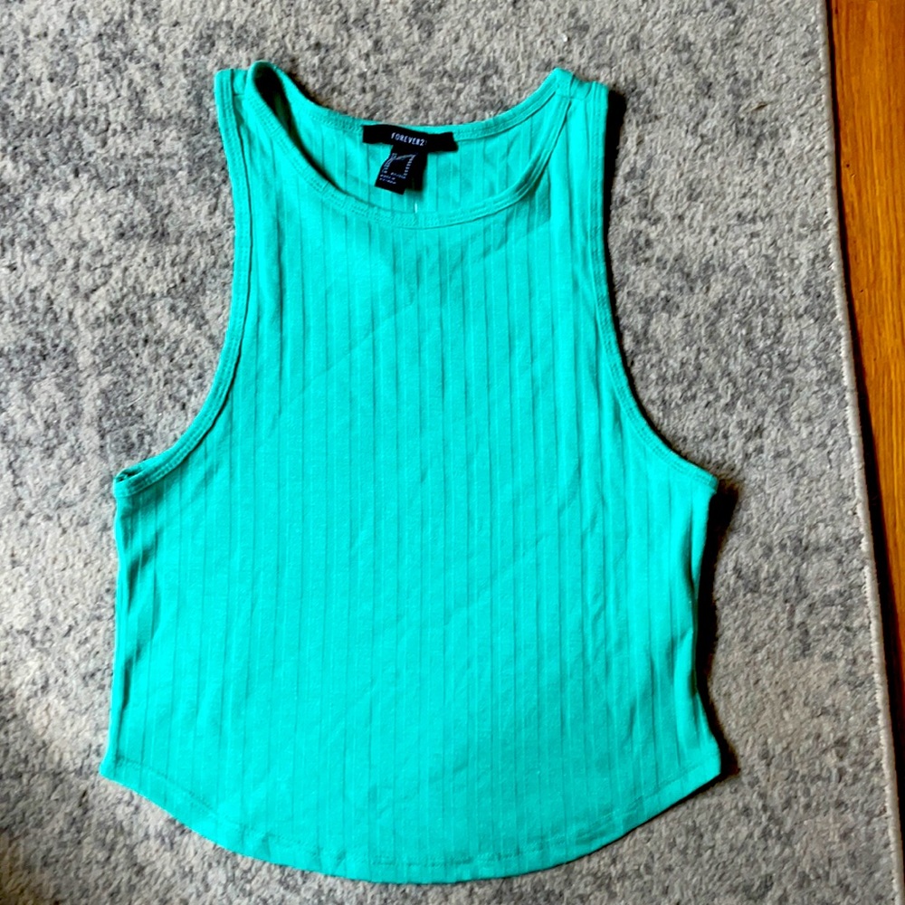 New Ribbed Cropped Tank Top green size medium